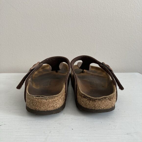 Birkenstock Thong Sandals Gizeh 36 US 5-5.5 Mocha Brown Leather Flip Flop Buckle - Picture 8 of 11